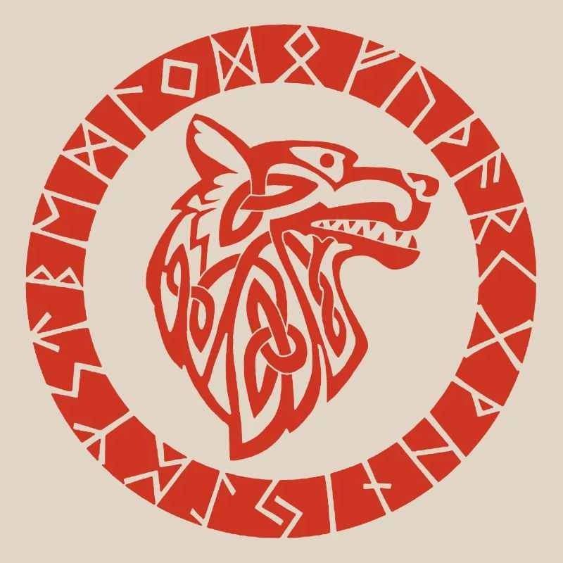 Wikinger Roter Wolf Emblem