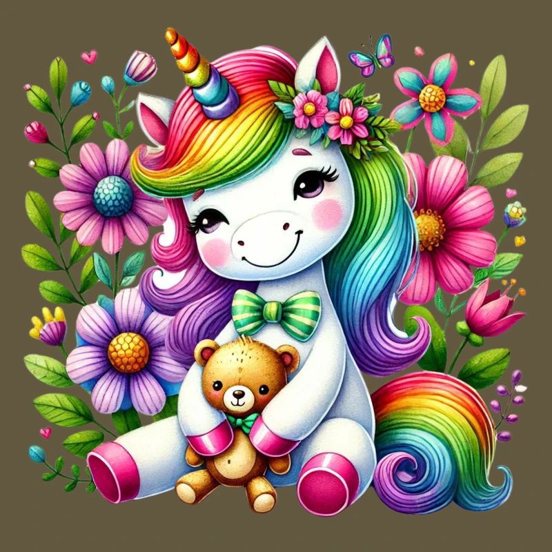 Regenbogen Einhorn Blumentraum