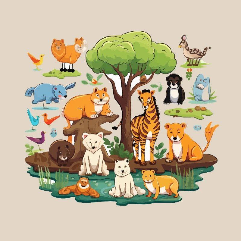 Collage Safari nella Foresta Animale