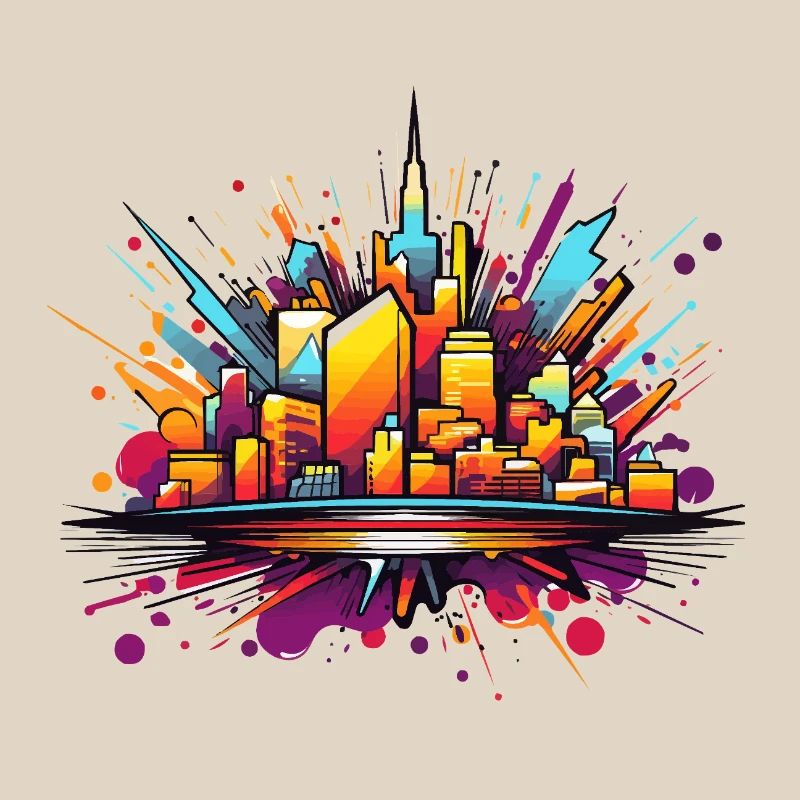 Bunte Stadtsilhouette Explosion