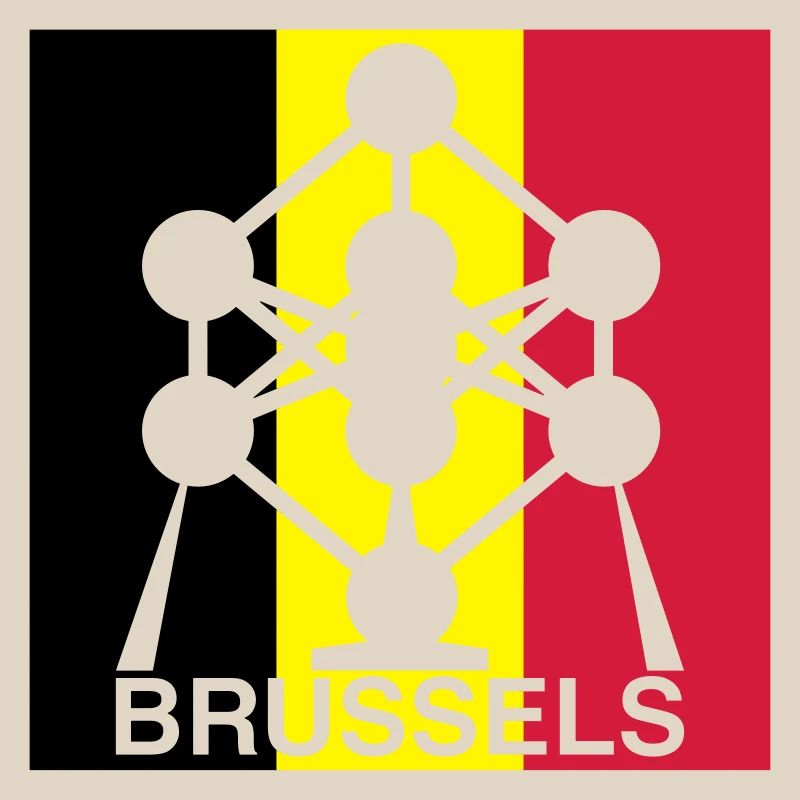 Brussels Atomium – Belgian Flag Square Icon