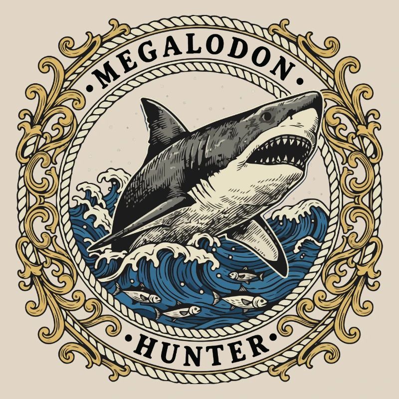 Megalodon Hunter Vintage Ocean Patch