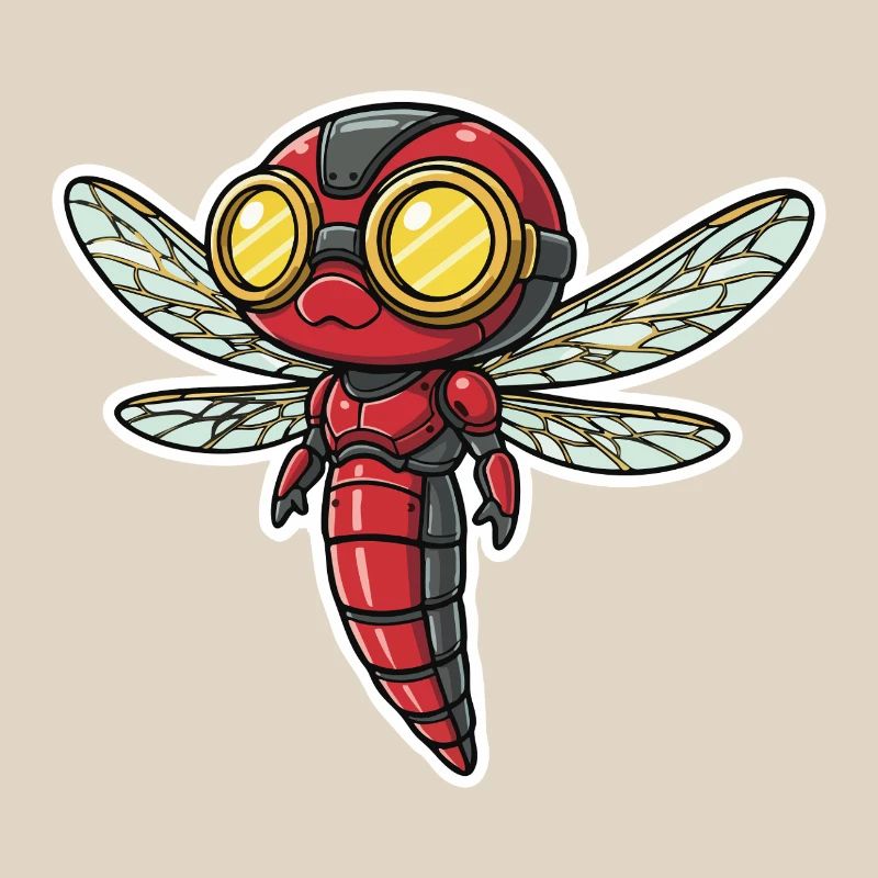 Libellule Steampunk Éclaireur Rouge et Or