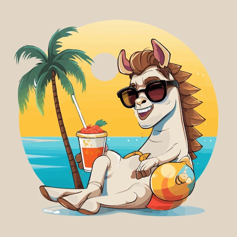Sunny Beach Llama on Vacation