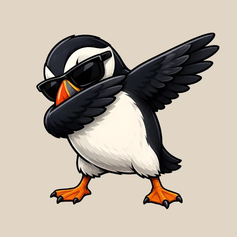 Dabbing puffins