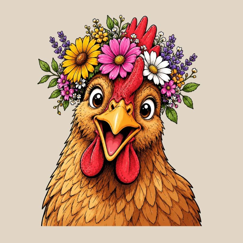 Poulet décoré de fleurs