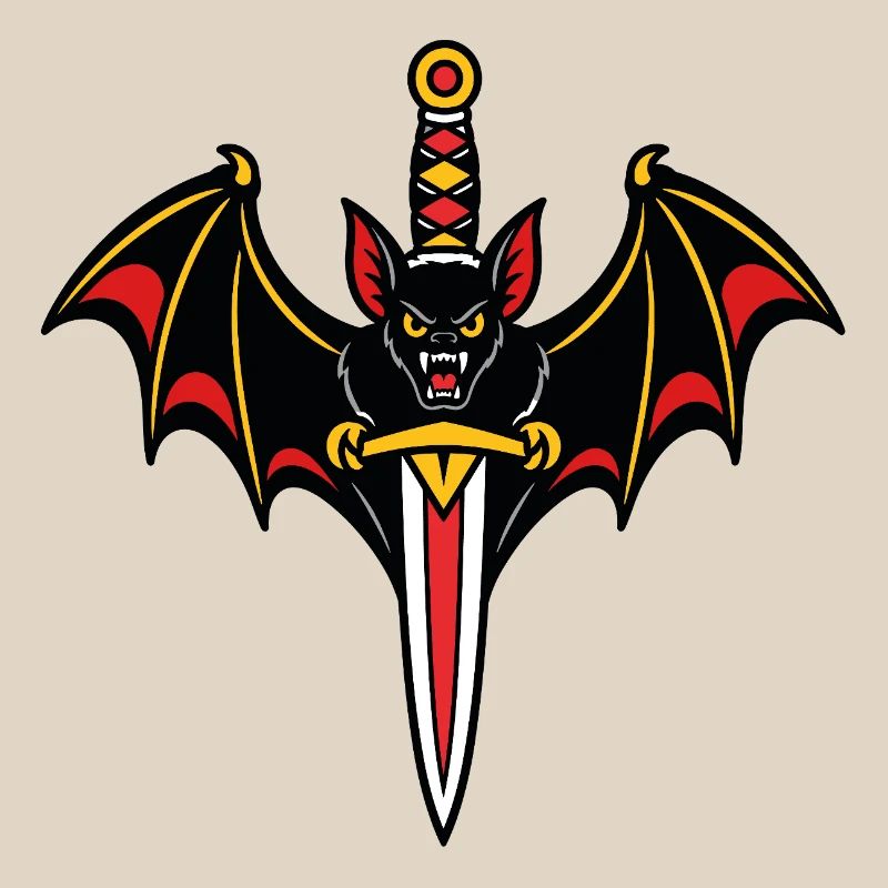 Bat dagger style tattoo dark