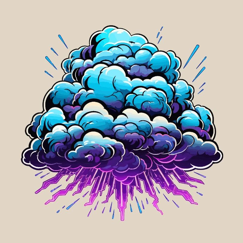 Blue Cloud Pop Explosion de néon