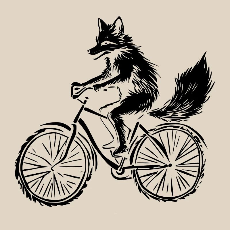 Funny Bicycle Fox