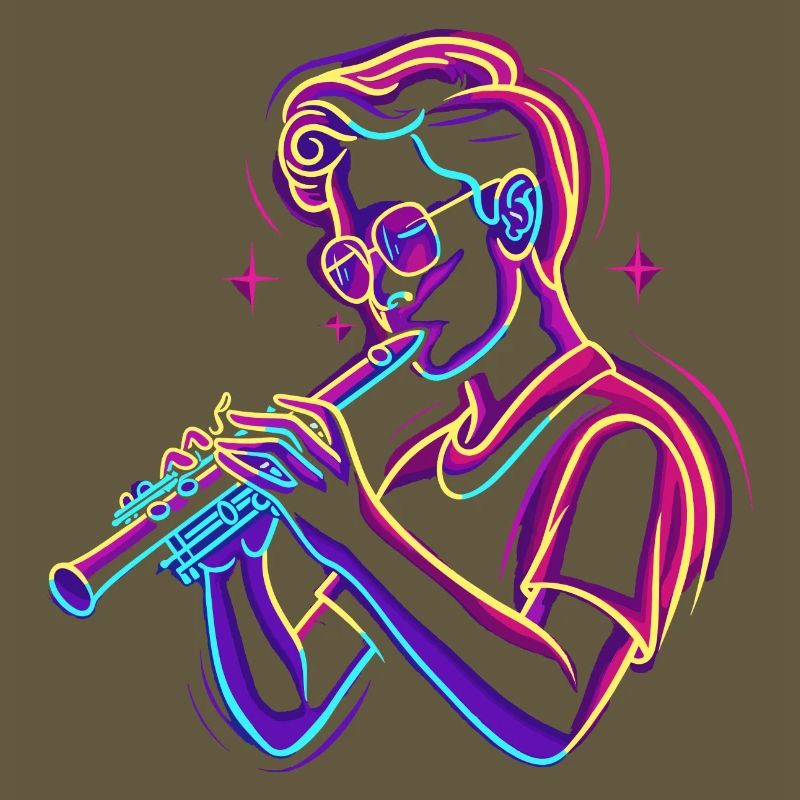 Flûte Garçon Graphique Synthwave