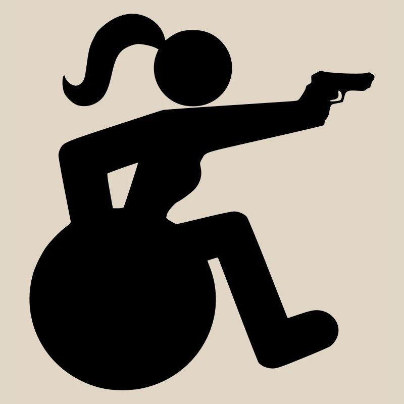 Schießendes Rollstuhlmädchen. Rollstuhlsportlerin *