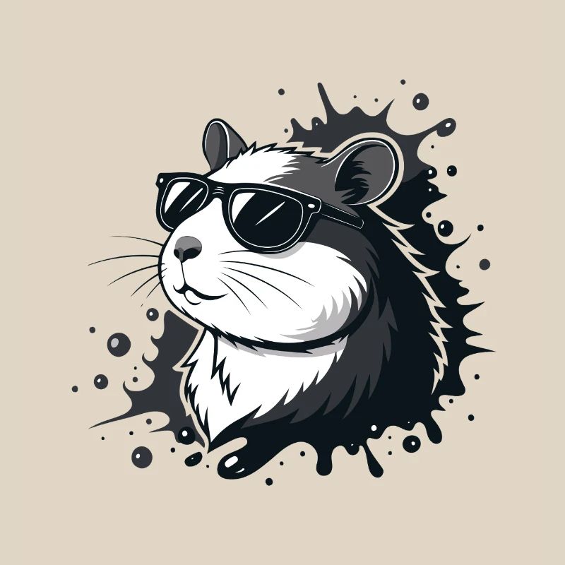 Chic hamster black glasses splash
