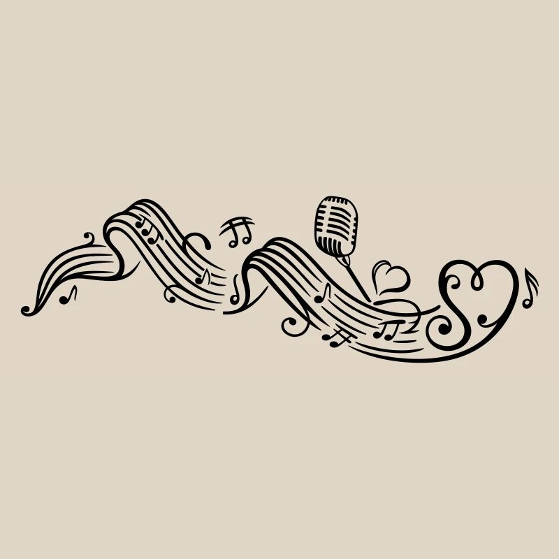 Notenblatt mit microphon, music, notes, clef