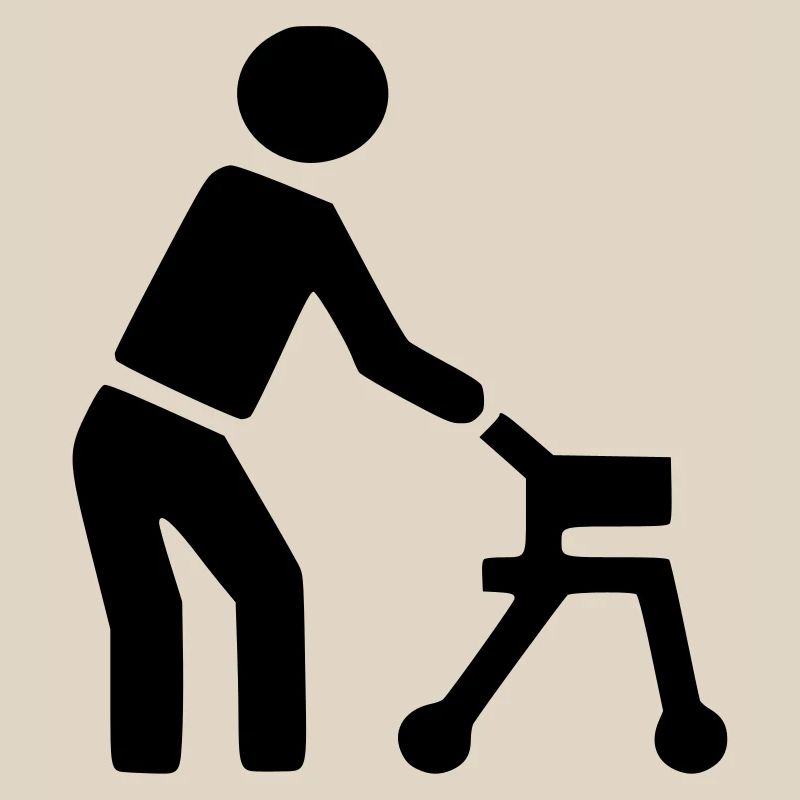 Behinderte Person hinter Rollator #