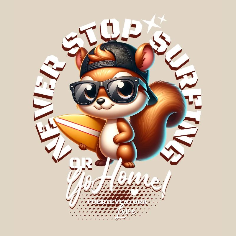 Surfer squirrel with surfboard