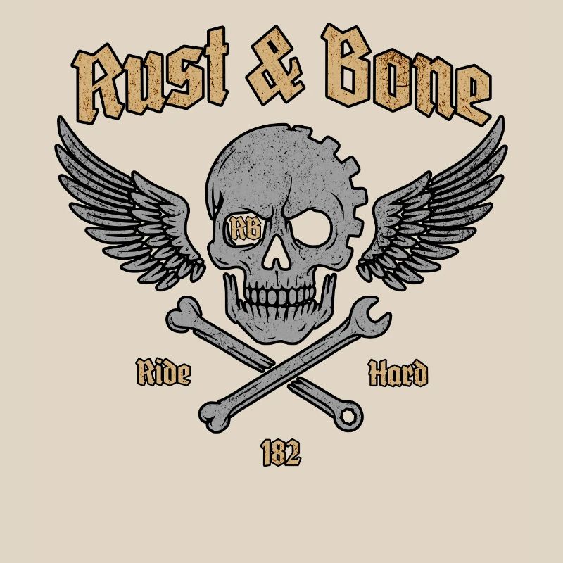 Rust Bone Motorcycle Skull Wing Design