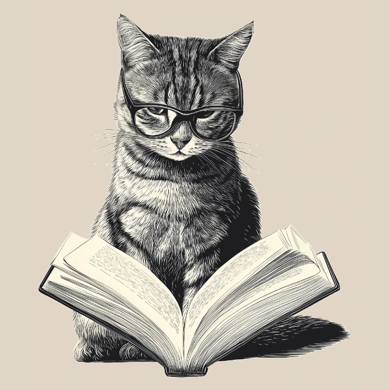 Cat reading book