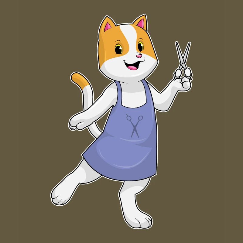 Chat comme coiffeur avec ciseaux