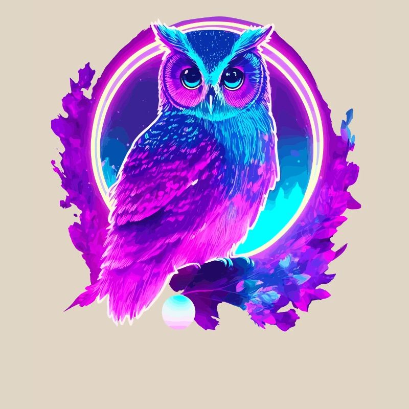 Eule Neon Moon Synthwave