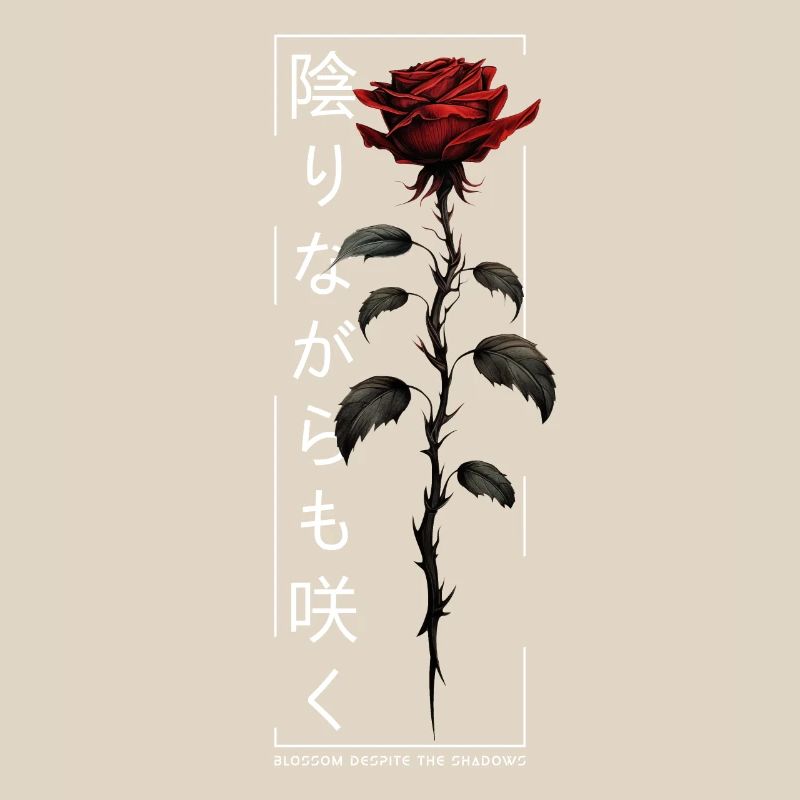 Blossom Despite The Shadow Rose Japanese Script