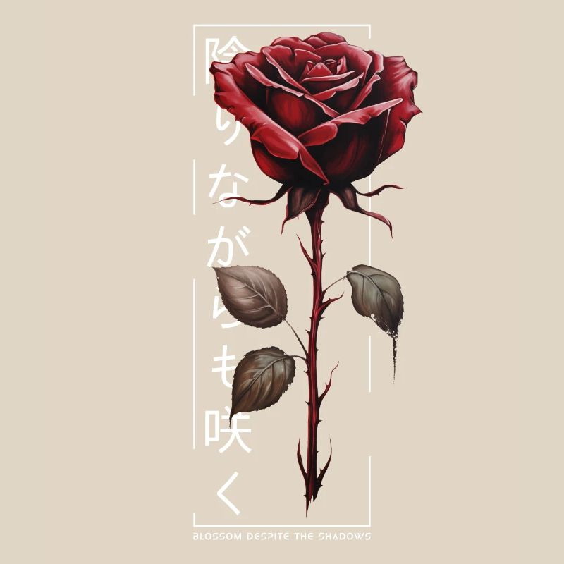 Blossom Despite The Shadow Rose Japanese Script