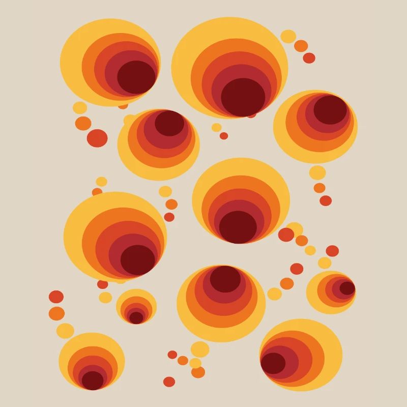 Vintage 50s 60s 70s Retro Circle Pattern Nostalgia