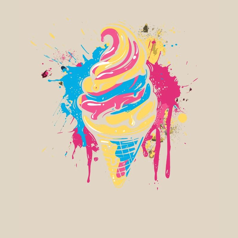 Cornet de crème glacée Éclaboussures de couleur