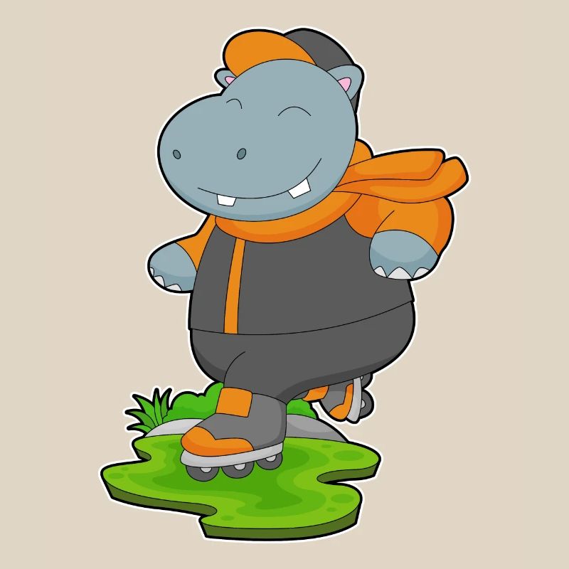 Hippopotamus Inline skating roller skates