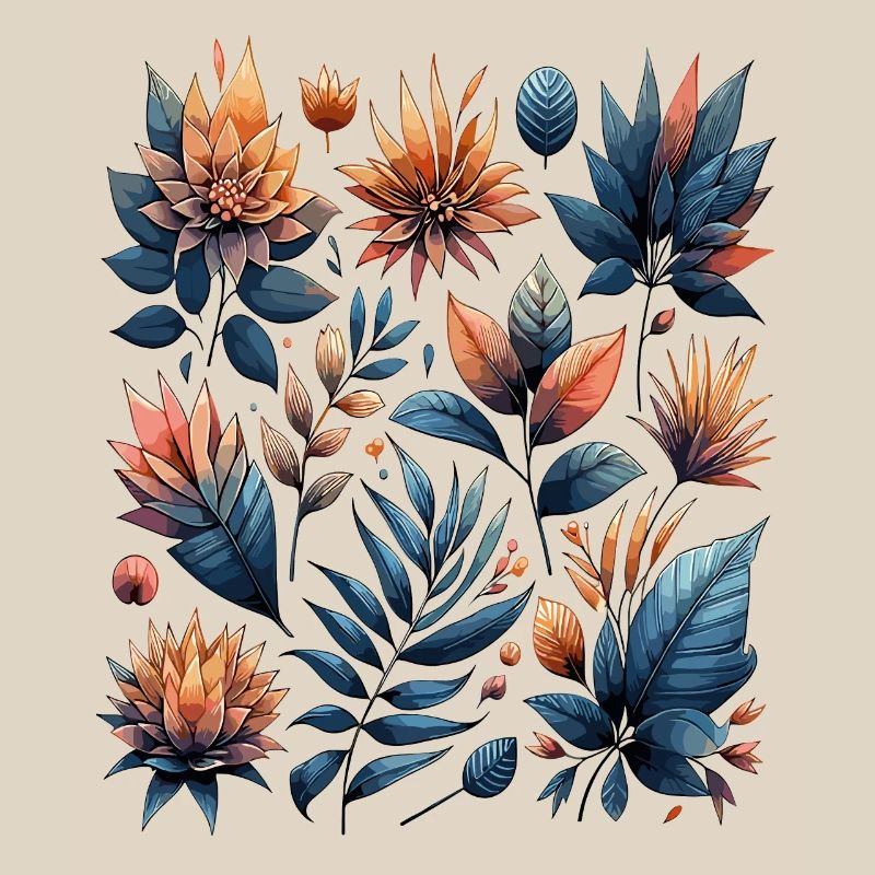 Watercolor Leaves Boho Leaf Pattern
