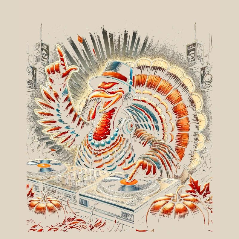 Turkey DJ with Fall Pumpkin Decor
