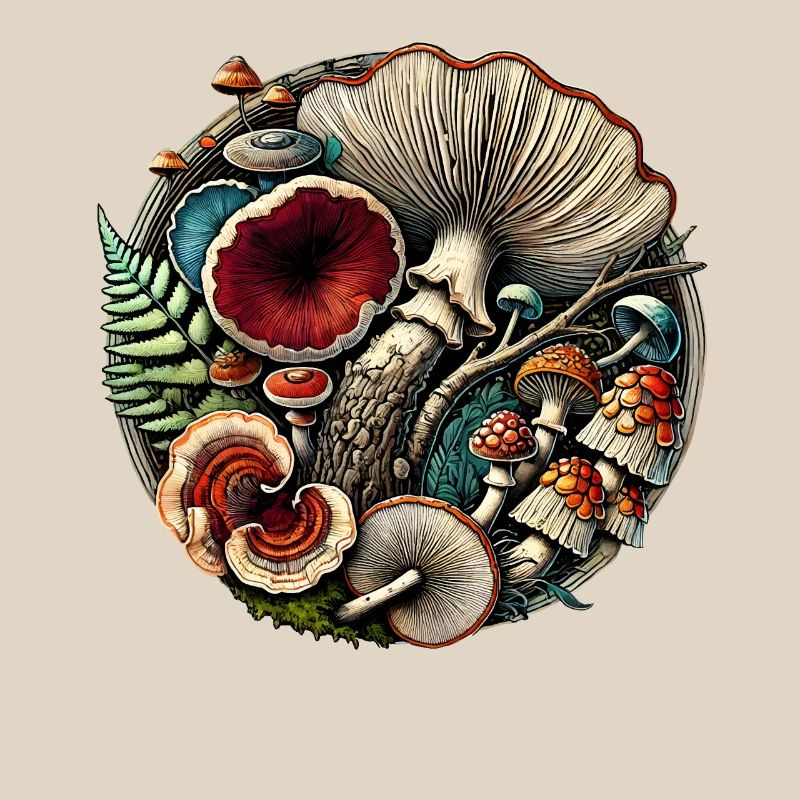 Conception complexe de champignons et d’éléments forestiers