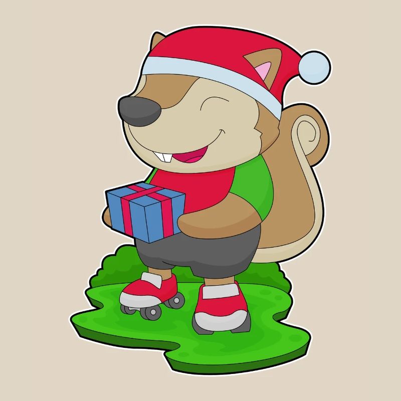 Squirrel Christmas Inline skating