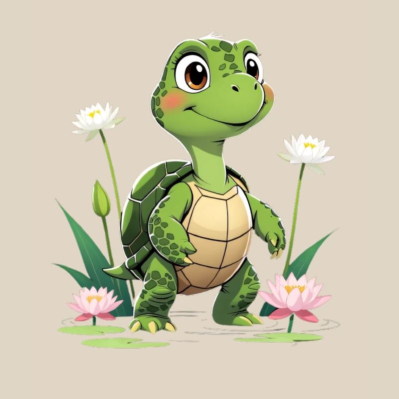 Charming turtle design with flowers