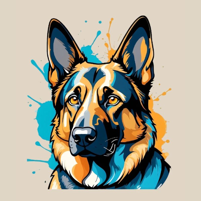 Lebendiger Schäferhund Farbexplosion