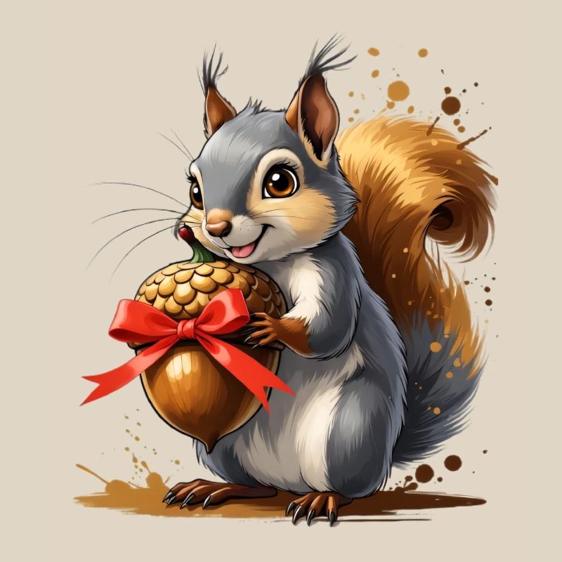 Eichhörnchen mit roter Eichel