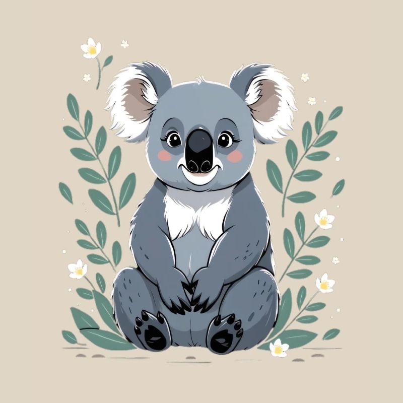 Small koala in a leaf frame
