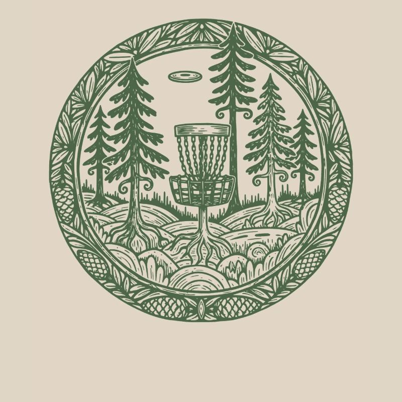 Forest Disc Golf Basket Flying Disc Course Scene