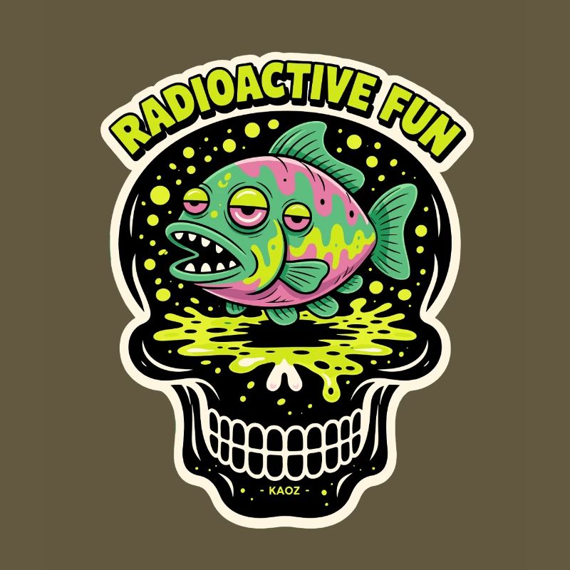 Radioactive Fish Skull Neon Print