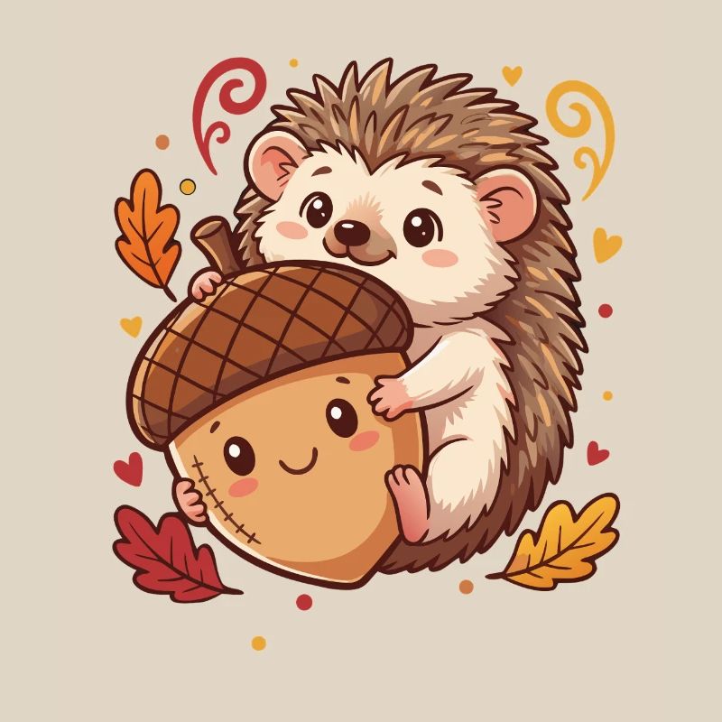 Süßer Igel mit Eichel Herbst