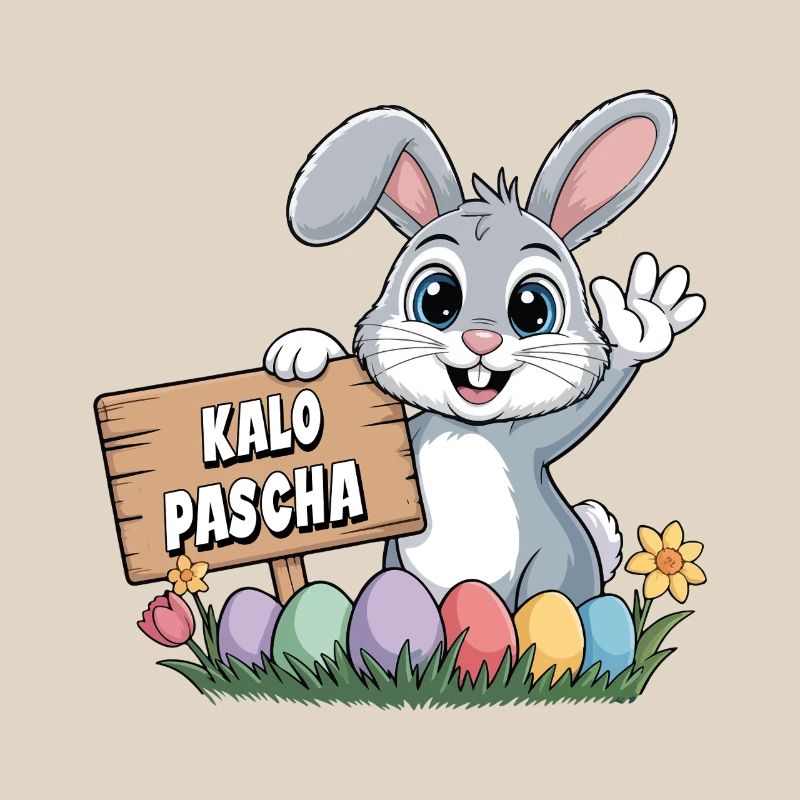 Kalo Pascha Easter Rabbit Greek Easter