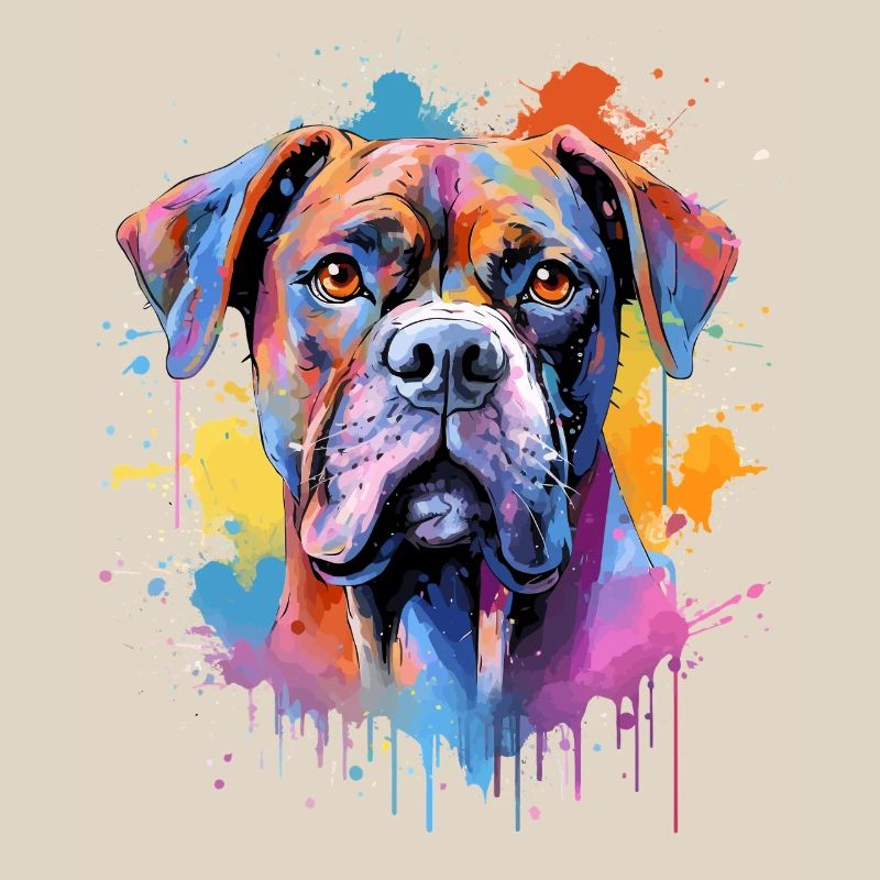 Chien boxer coloré à l’art éclaboussé