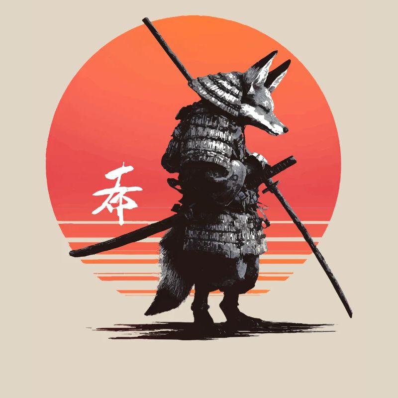 Samurai Fox Warrior at Sunset