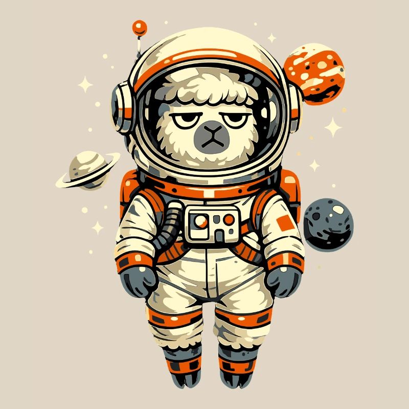 Grumpy Alpaca Astronaut in Space