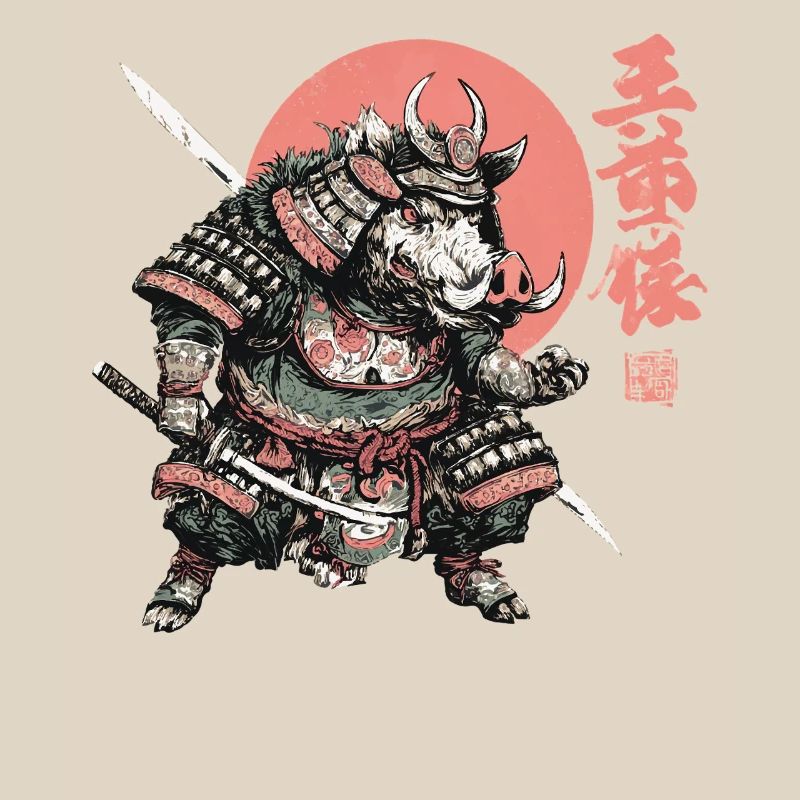 Boar Samurai under Crimson Sun