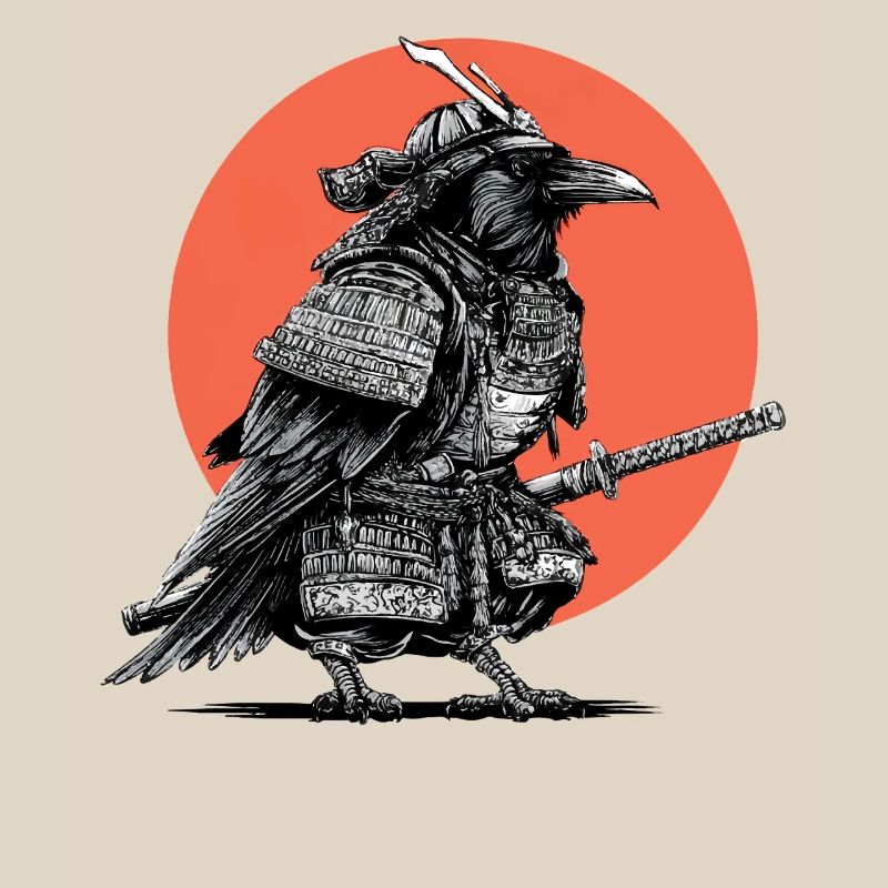 Samurai-Krähe in Rüstung