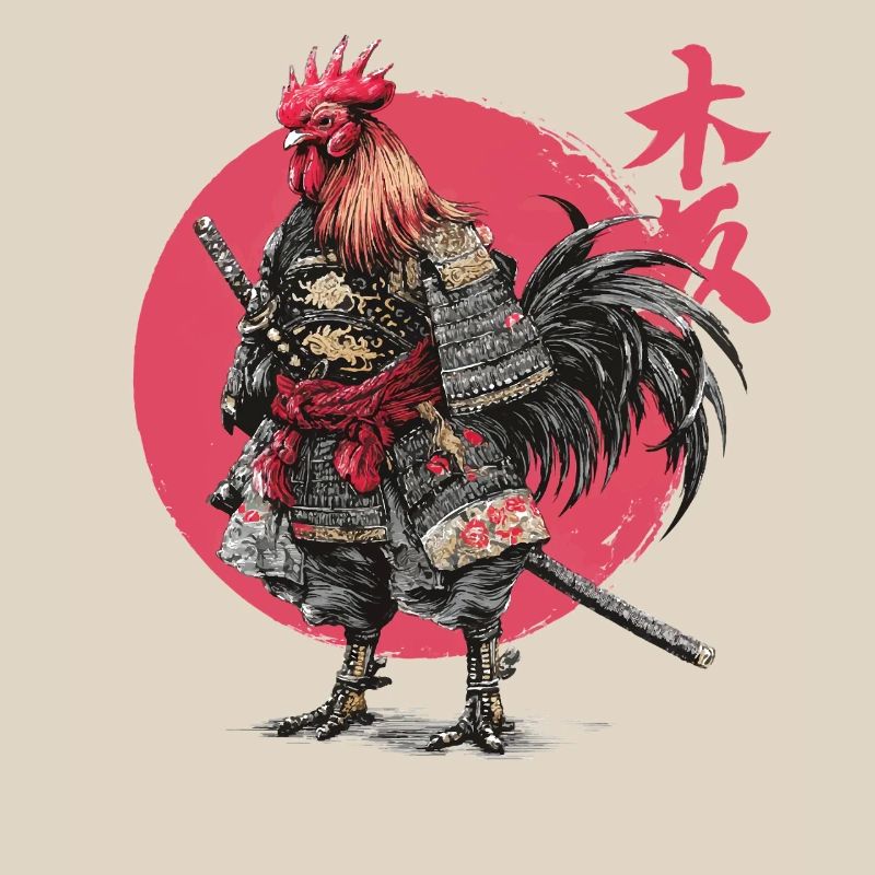 Rooster Samurai Armor Illustration