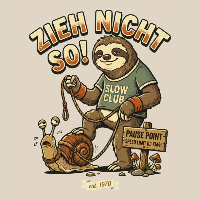 Don't Drag So Sloth Snail Retro Comic