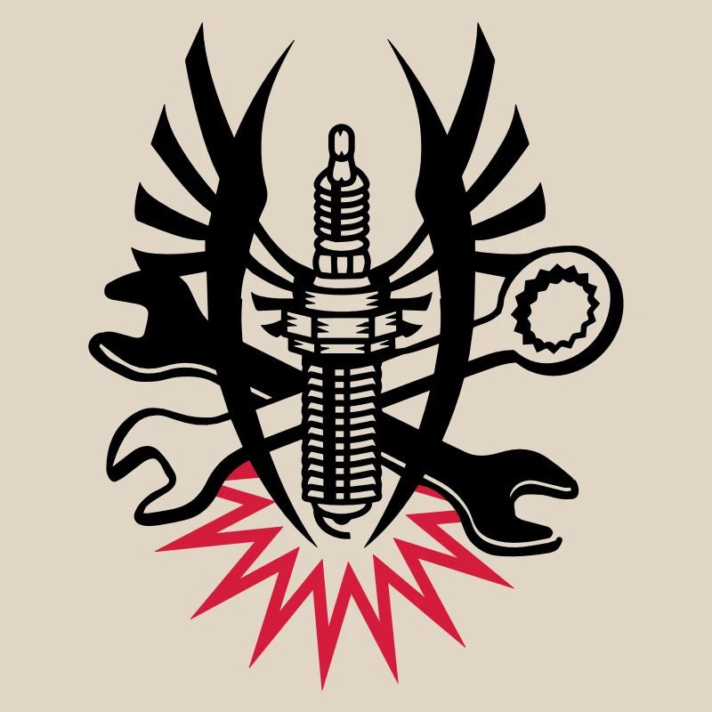 A spark plug with two wrenches