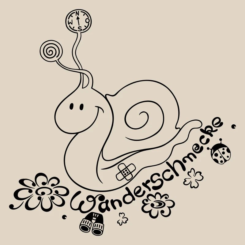 Snail with compass, binoculars, ladybird