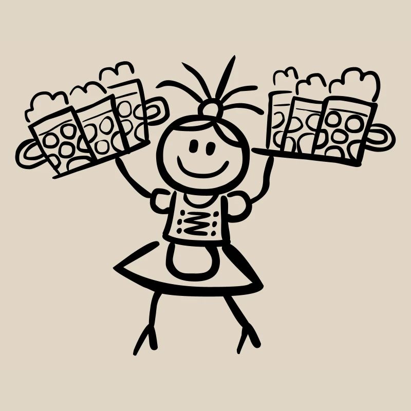 Kellnerin im Dirndl mit Biertablett